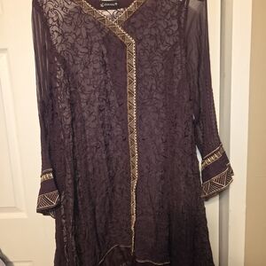 Elegant Purple Embroidered Women's Top